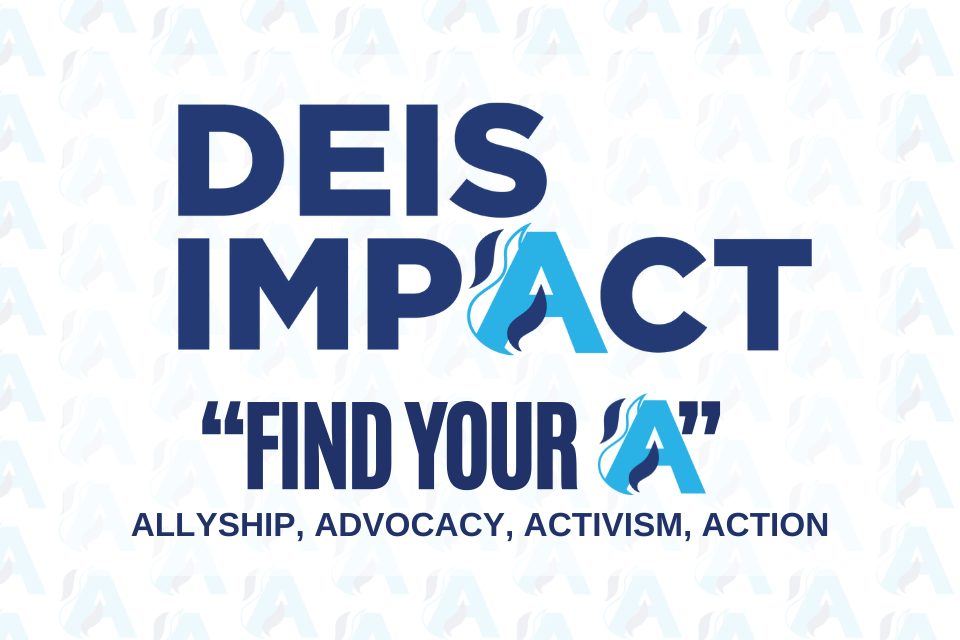 The words Deis Impact, finding your A are printed in front of a red backdrop